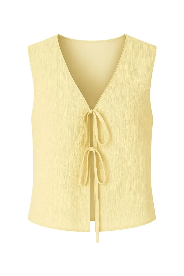 Blusa amarração em crepe seersucker Kwi