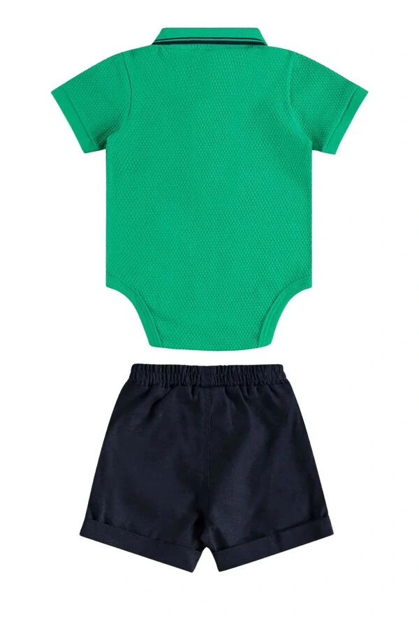 Conjunto body piquet e bertmuda linho Up Baby