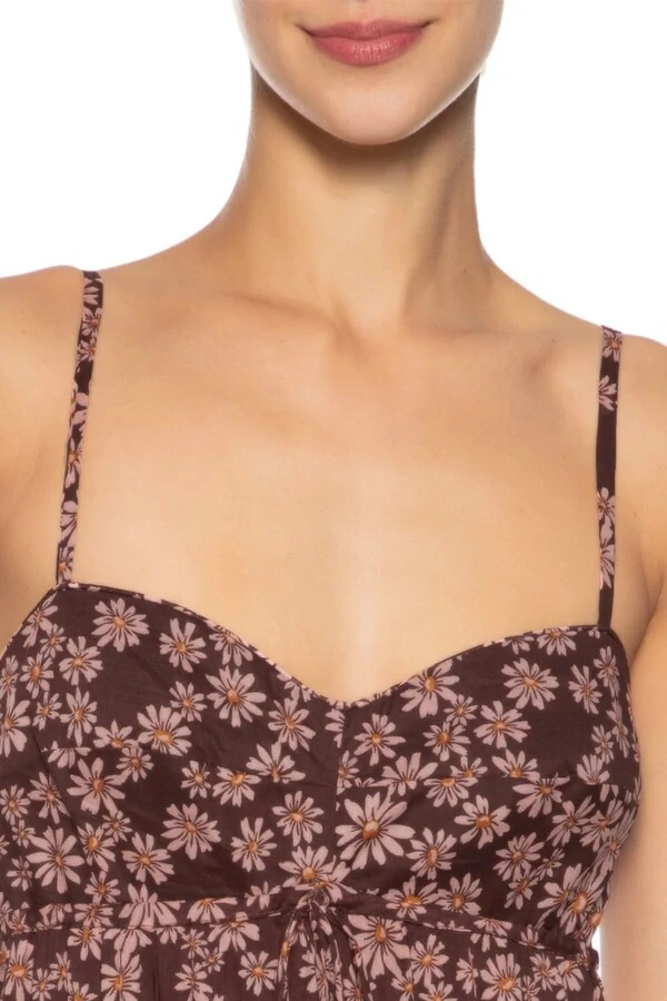 Vestido cropped estampa margaridas rosa Dress to