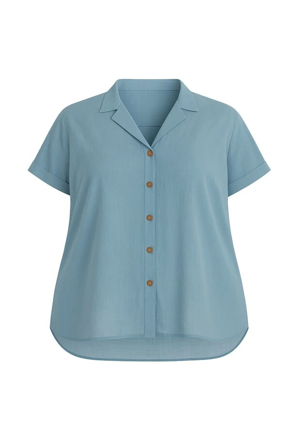 Camisa feminina com botões plus size Kwi