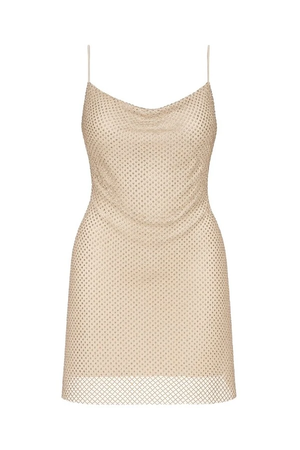 Vestido curto rede brilho Kwi