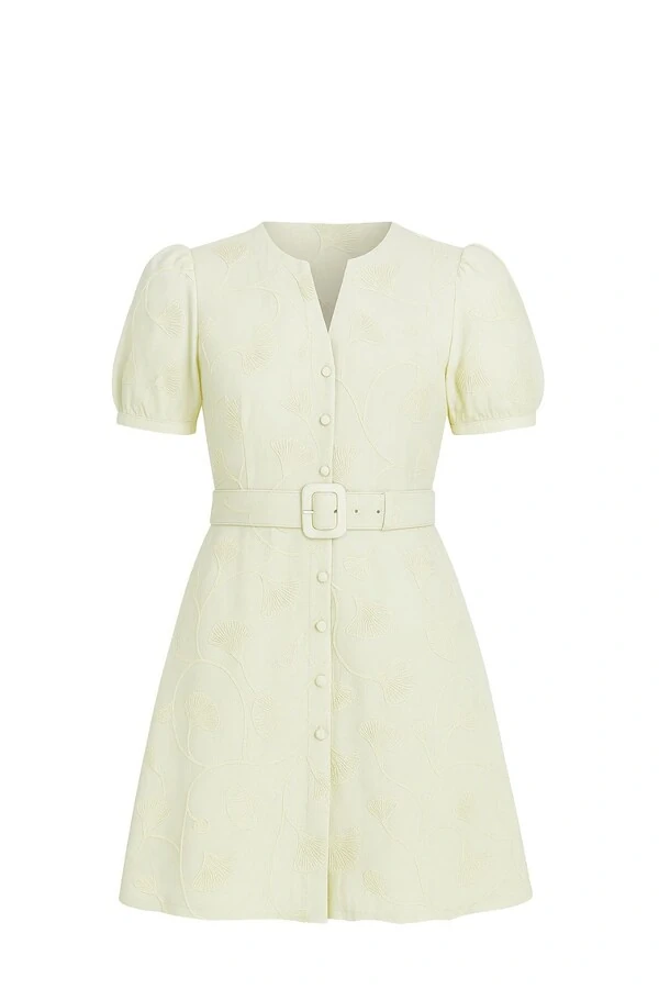 Vestido curto bordado mg balonê Kwi