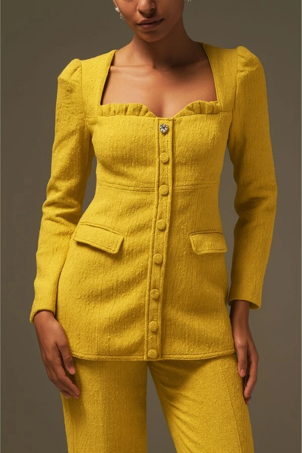 Blazer tweed decote avio Rock Lola