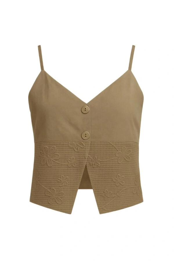 Blusa de alça c/ renda na barra Kwi