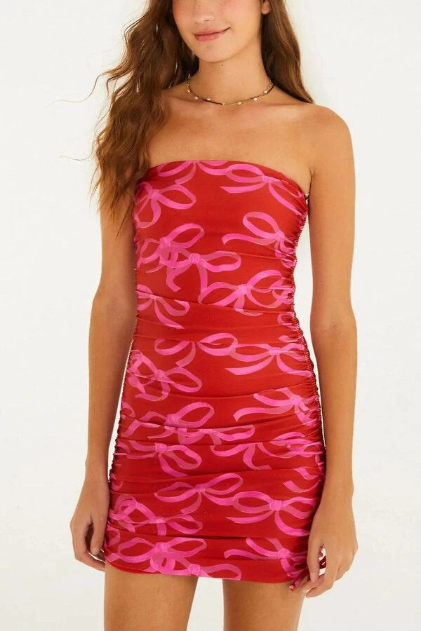 Vestido curto sem alça laço Farm