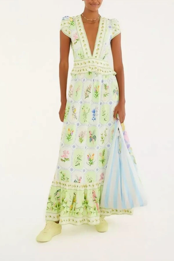 Vestido cropped porcelana tropical Farm