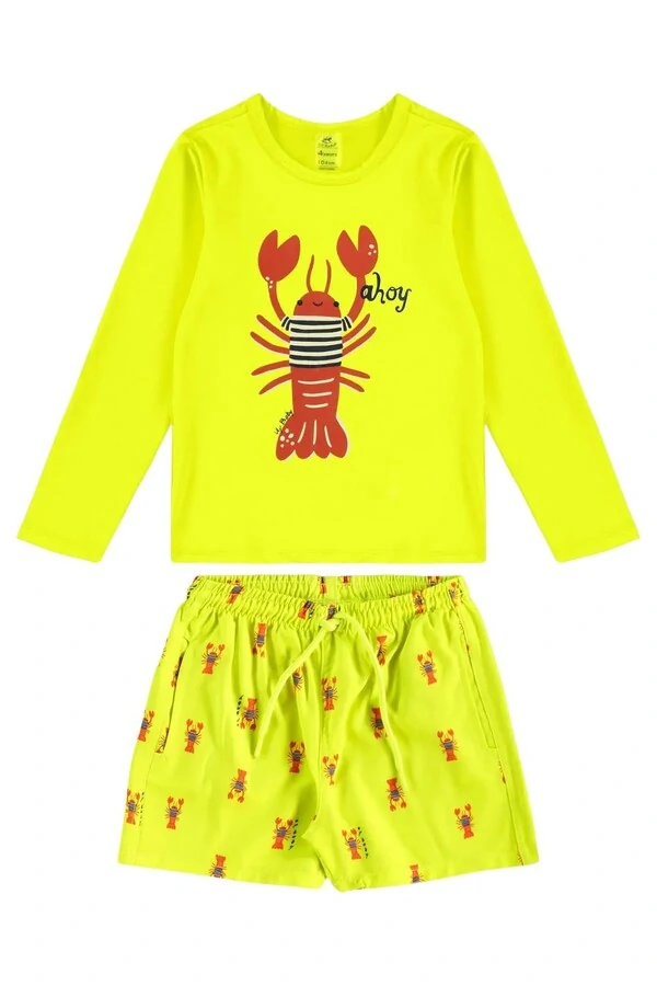 Conjunto camiseta malha uv fps+50 e short microfibra Up Baby