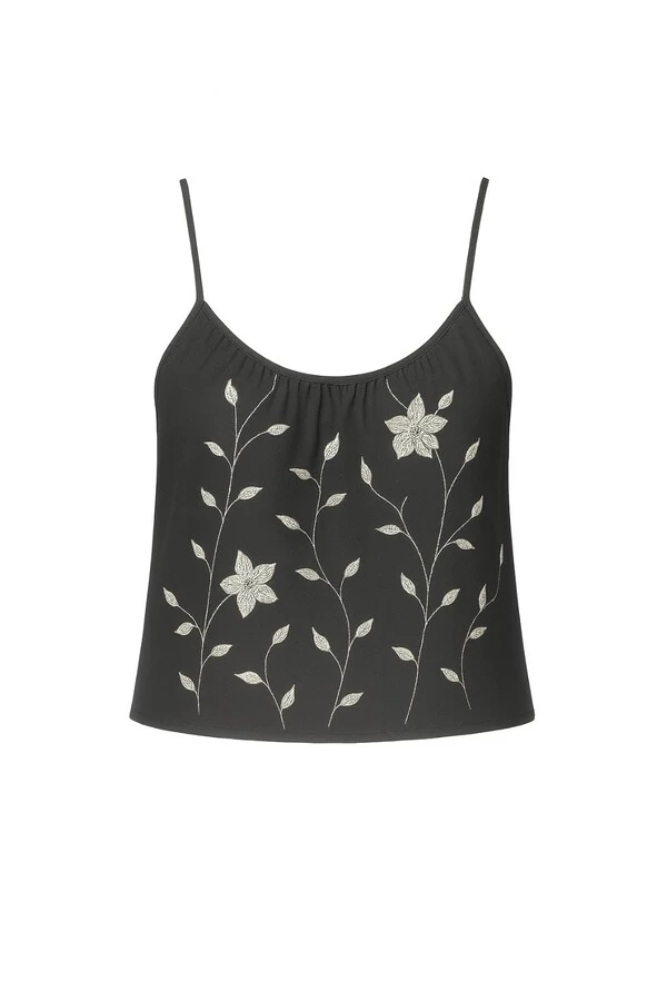 Blusa de alça fina com detalhe bordado Kwi