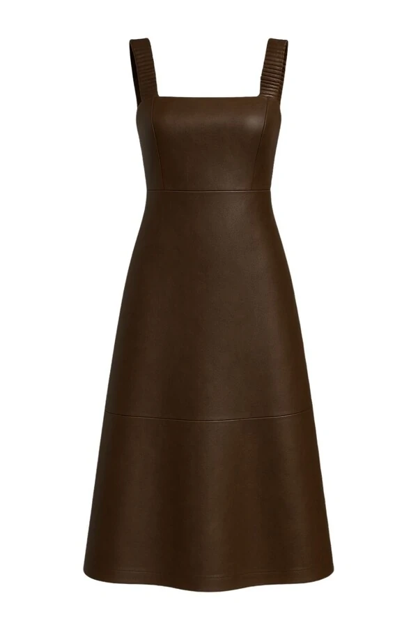 Vestido midi em courino Kwi