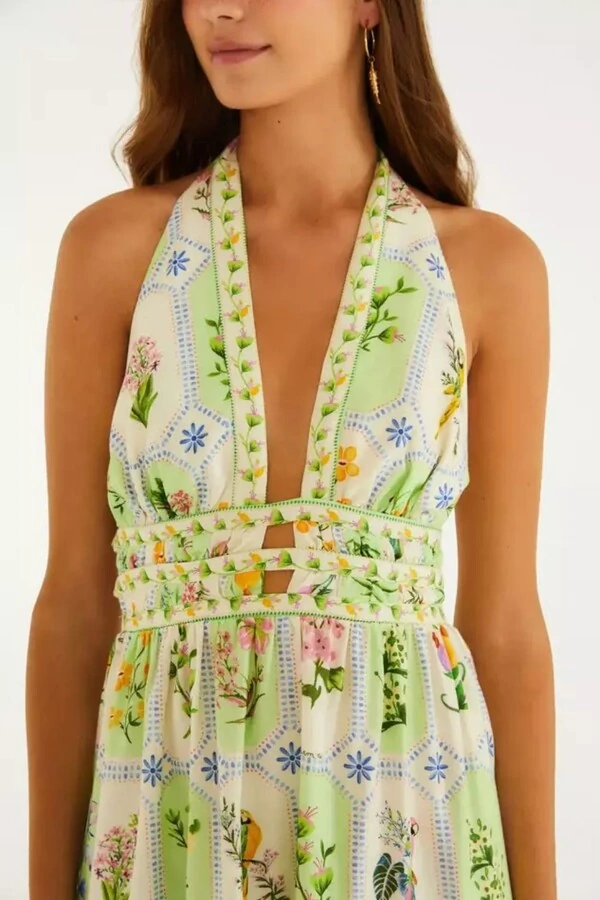 Vestido curto porcelana tropical Farm