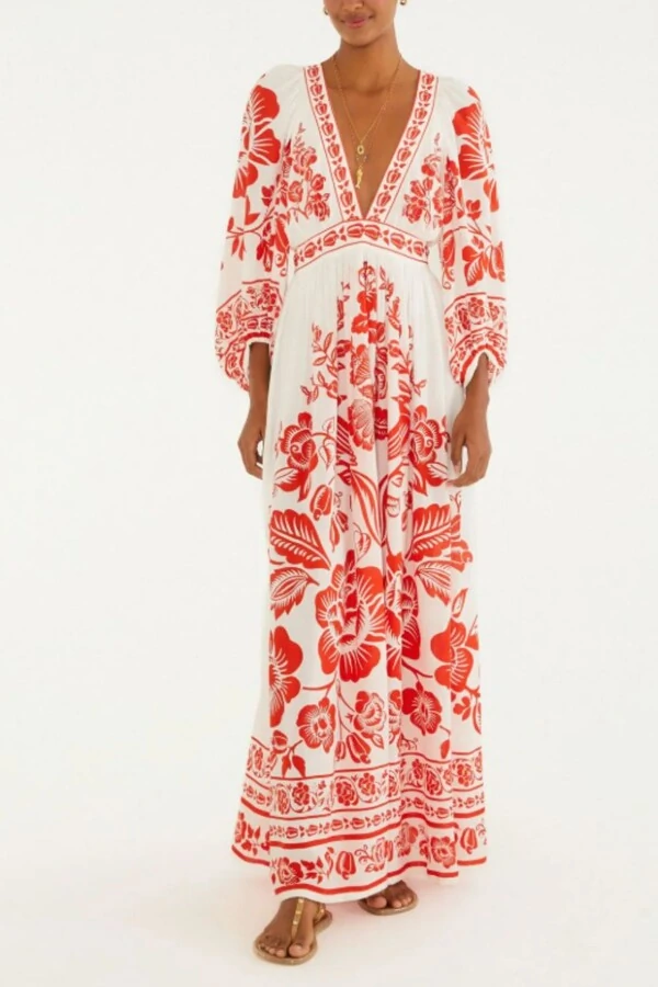 Vestido longo noite de passaro Farm