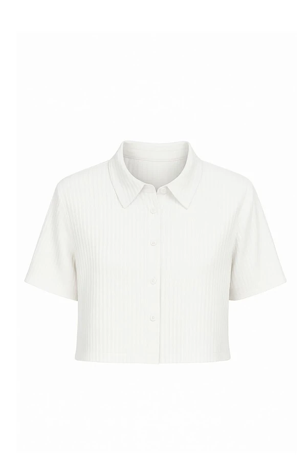 Camisa cropped manga curta Kwi