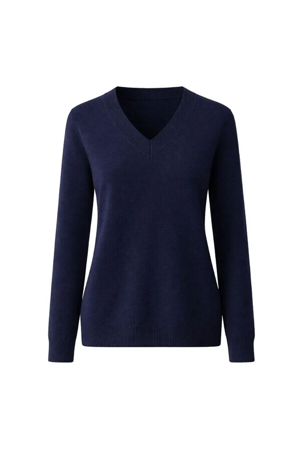Suéter feminino retilínea básica com decote V Kwi