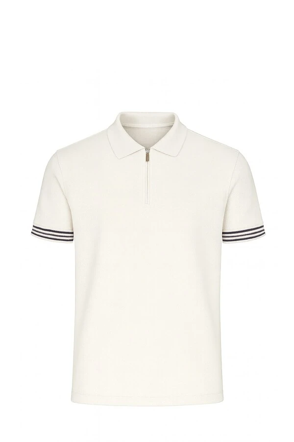 Polo masculina com zíper e detalhe na manga Kwi