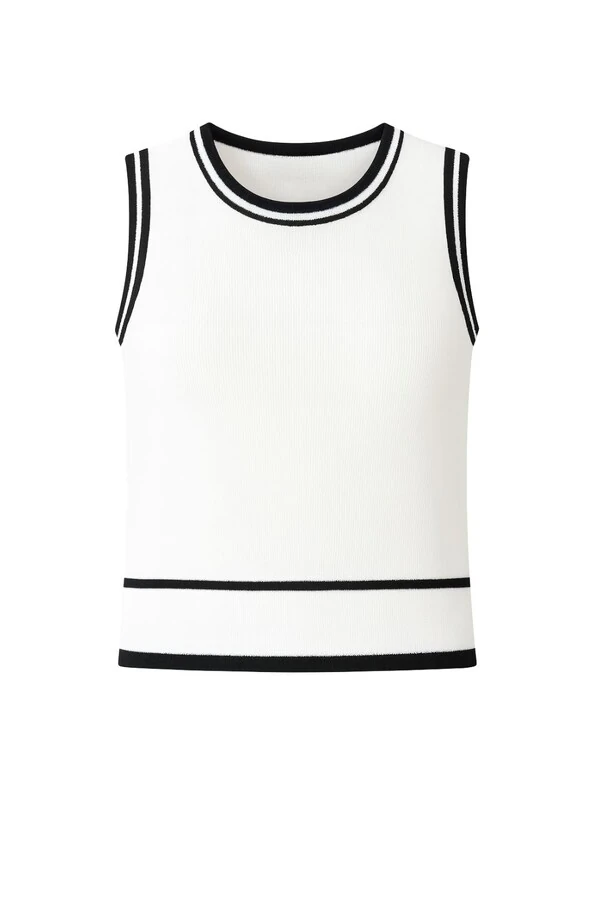 Regata em tricot com detalhes canelados Kwi