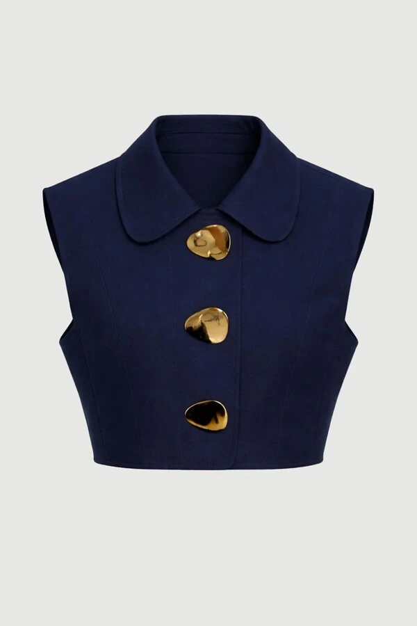 Colete alfaiataria com broches orgânicos Kwi