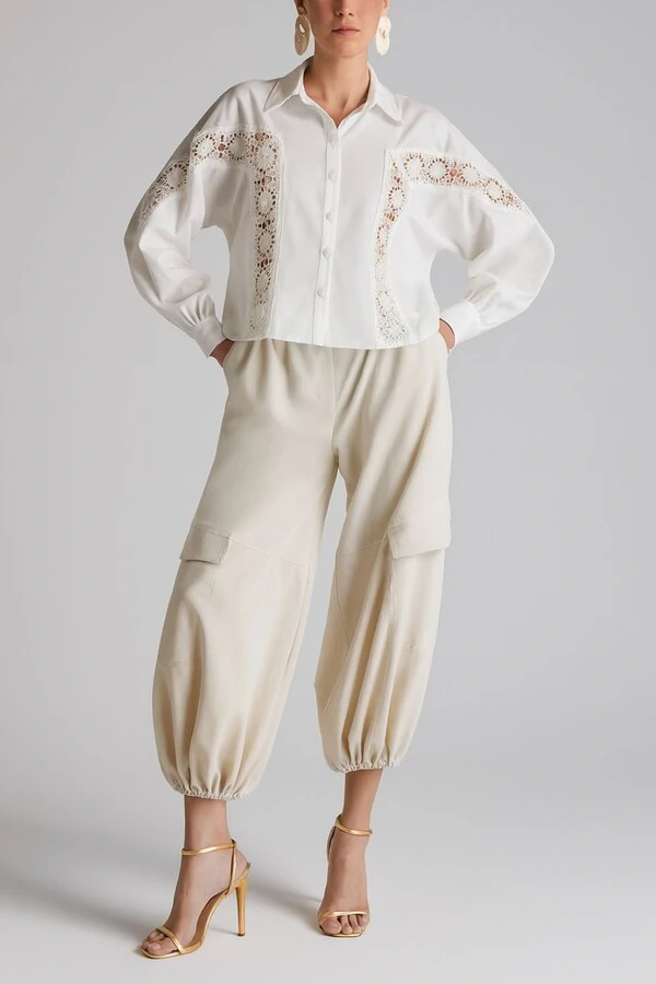 Camisa aura tricoline off white Rock Lola