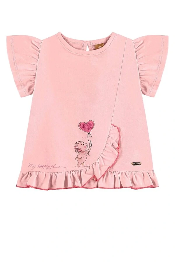 Conjunto blusa meia malha e bermuda cotton Up Baby