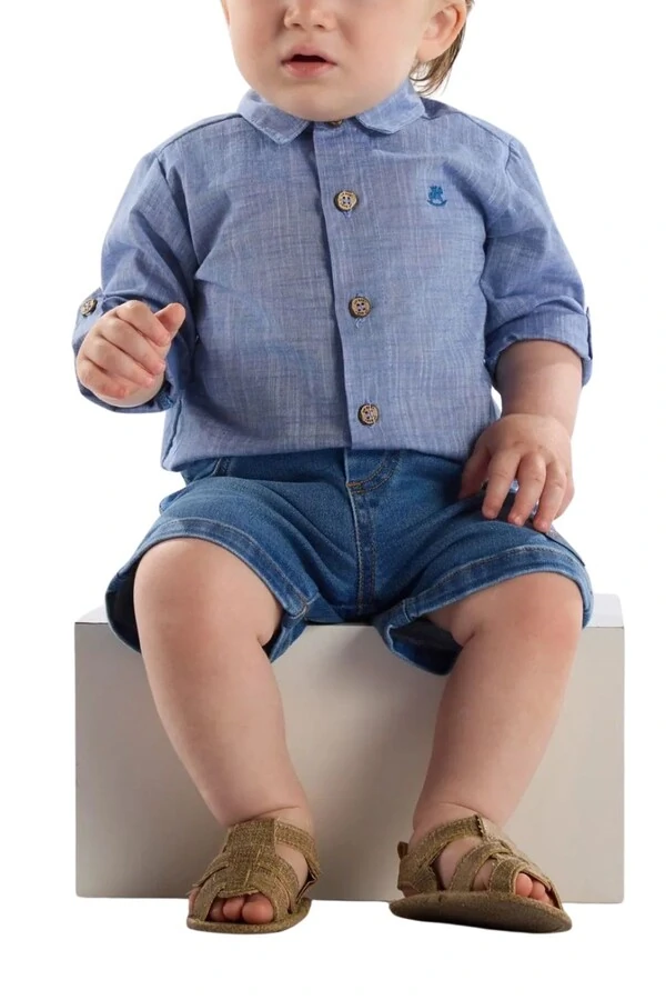 Bermuda jeans com elastano Up Baby