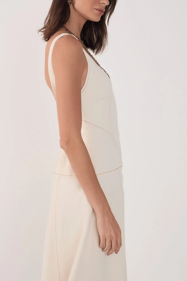 Vestido sarja pespontos Dress to