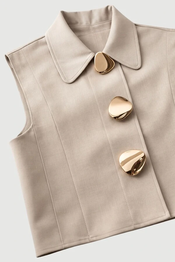 Colete alfaiataria com broches orgânicos Kwi