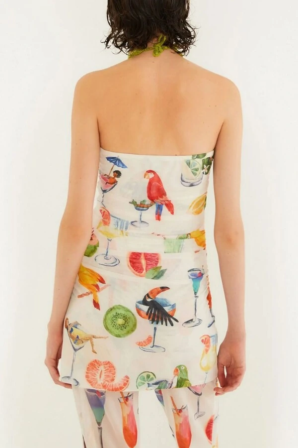 Blusa sem alça tule coquetel Farm