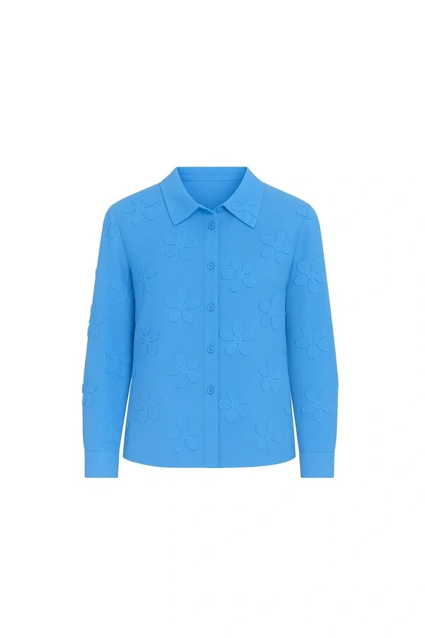 Camisa feminina em revelo floral Kwi