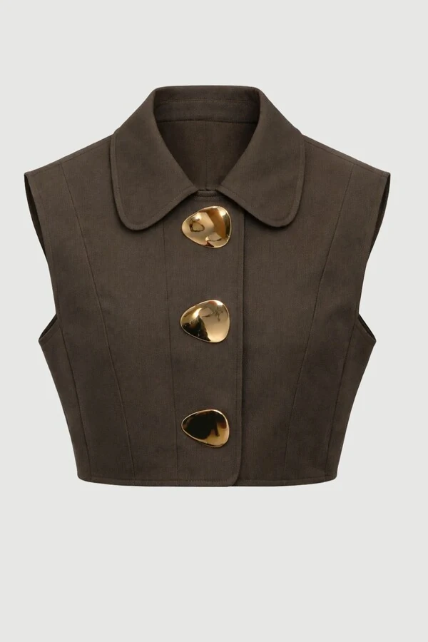 Colete alfaiataria com broches orgânicos Kwi