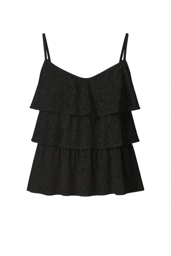 Blusa alça de renda com babado Kwi