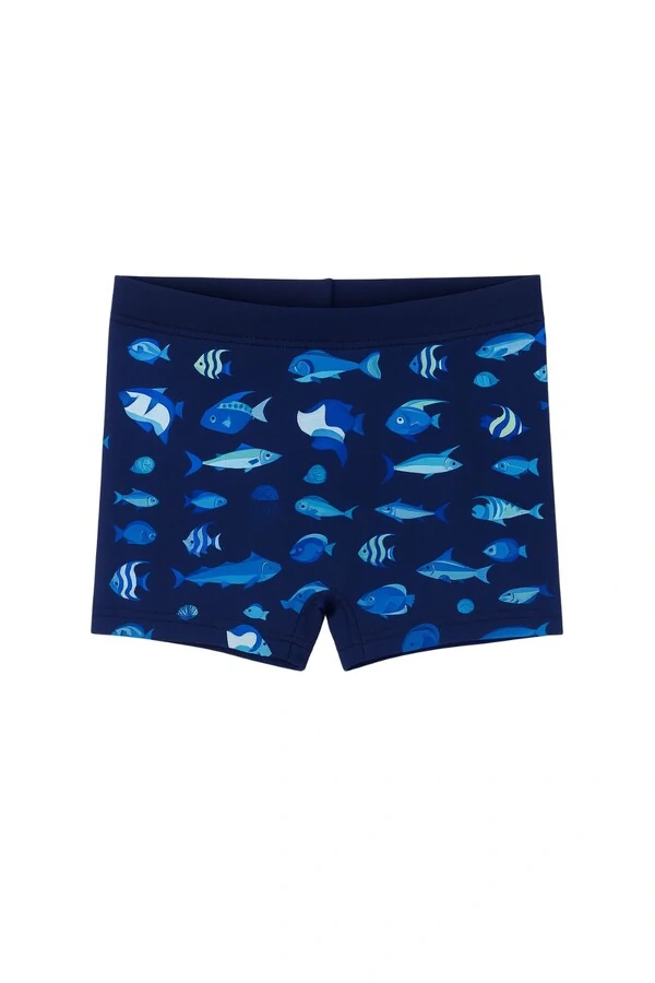 Sunga infantil estampada tubarão e peixes Kwi
