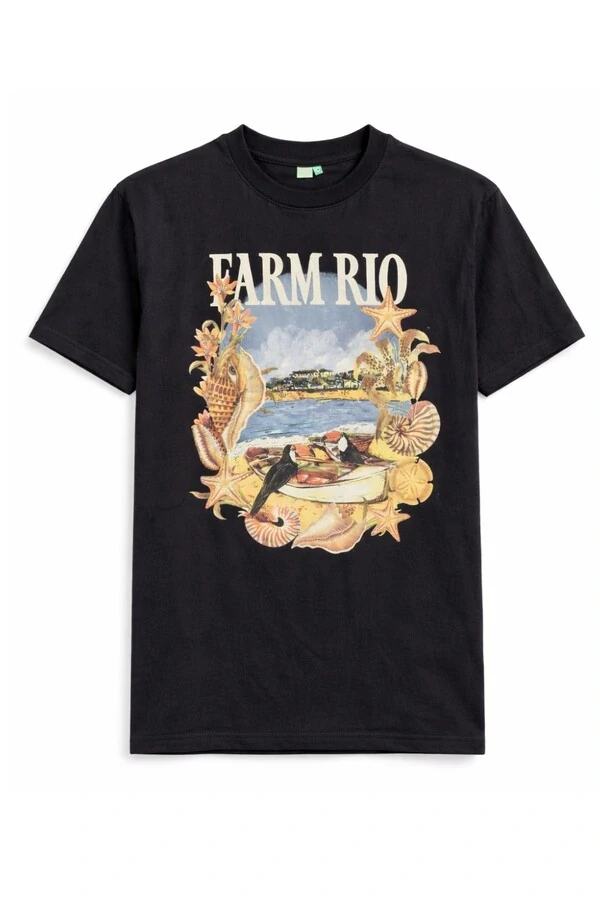 T-shirt média moldura conchas Farm