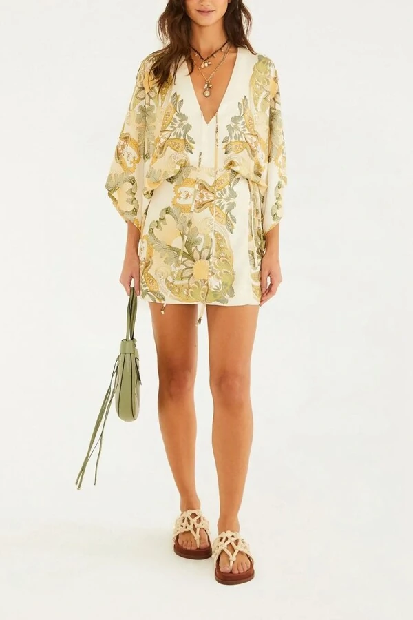 Vestido curto jardim de mar lenço Farm