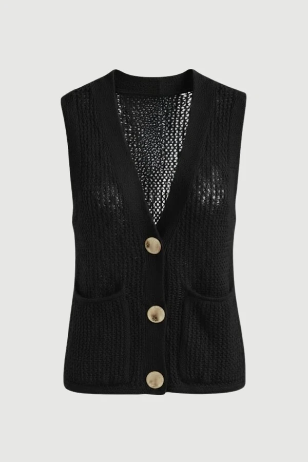 Colete feminino em tricot vazado Kwi