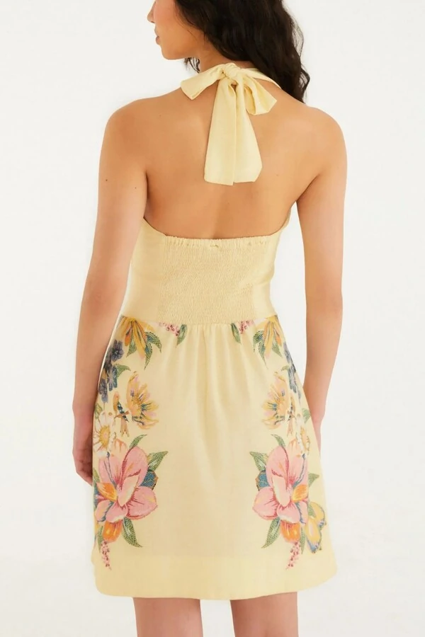 Vestido curto sem manga maira lenço Farm
