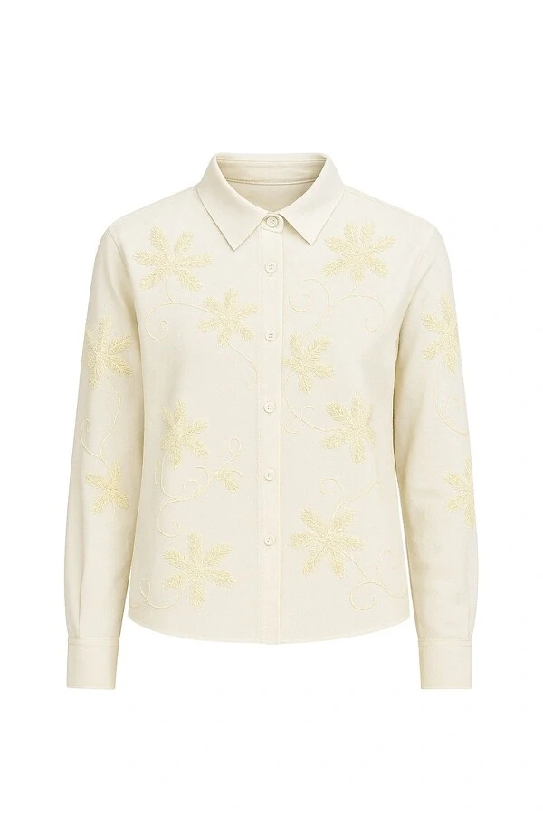 Camisa com bordado floral feminina Kwi