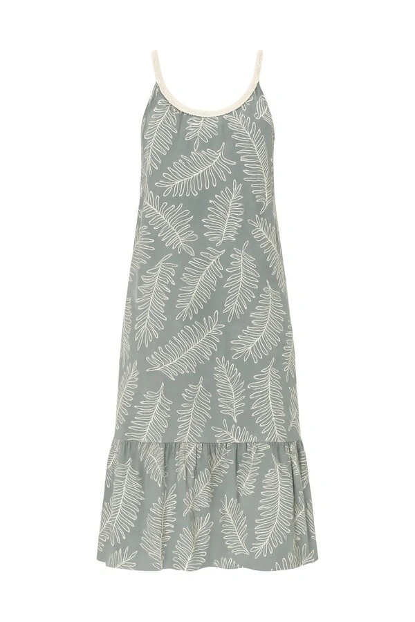 Vestido bordado com cinto cordão Kwi