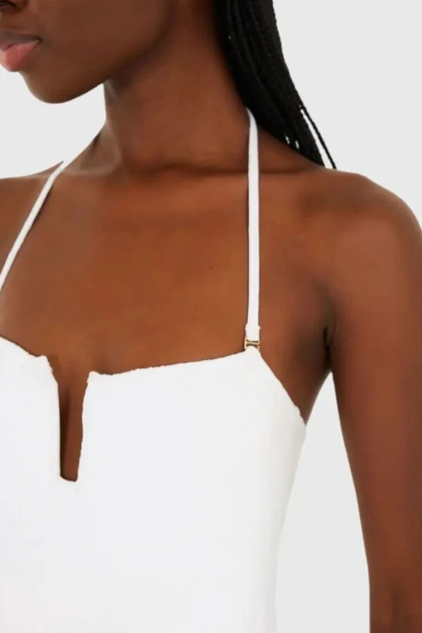 Maiô sem alça textura flor Farm