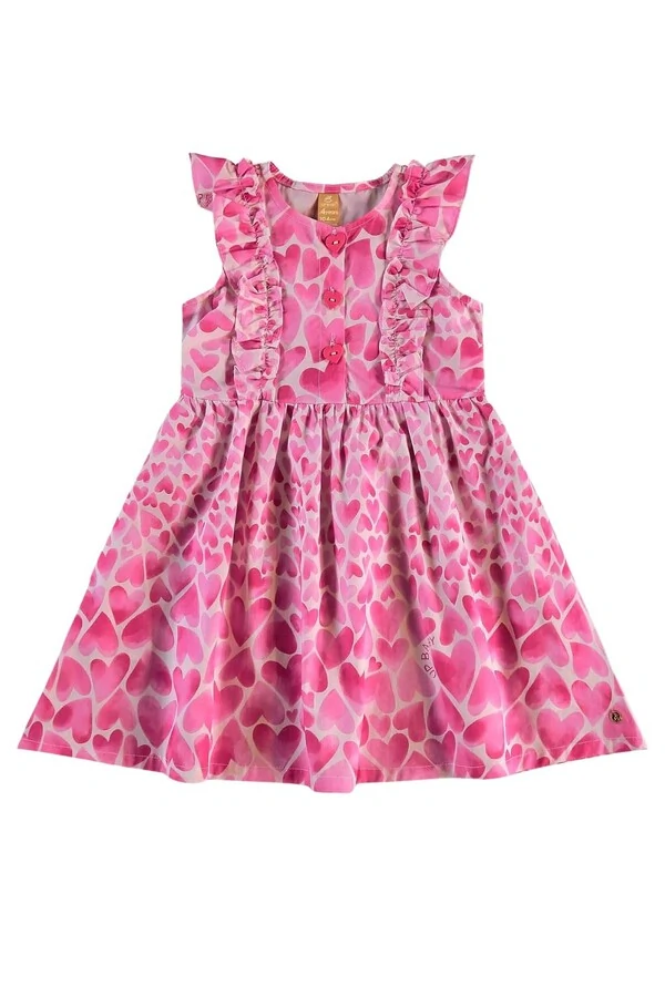 Vestido corações manga curta Up Baby