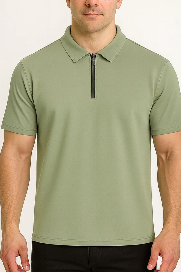 Camiseta polo masculina com zíper Kwi