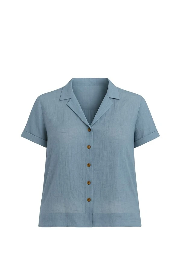 Camisa feminina plus size com botões Kwi