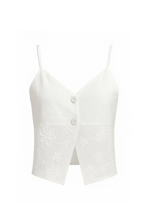 Blusa de alça c/ renda na barra Kwi