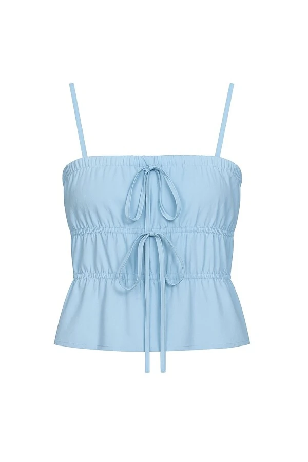 Cropped plissado com amarração frontal Kwi