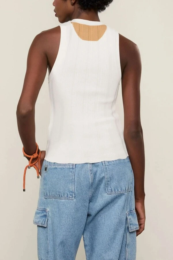 Regata de tricot cropped rib Animale