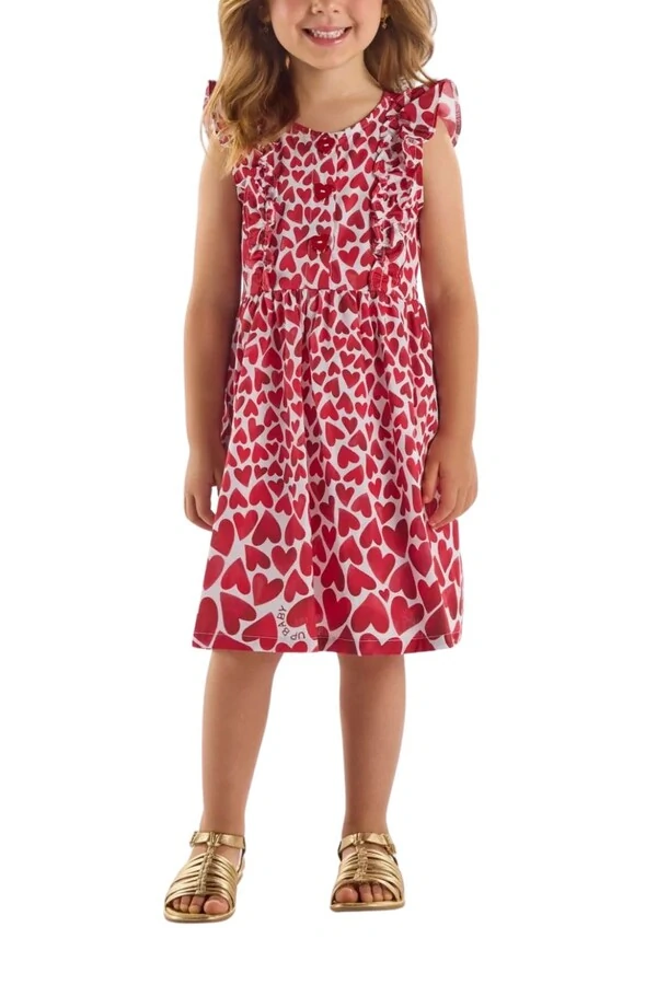 Vestido corações manga curta Up Baby