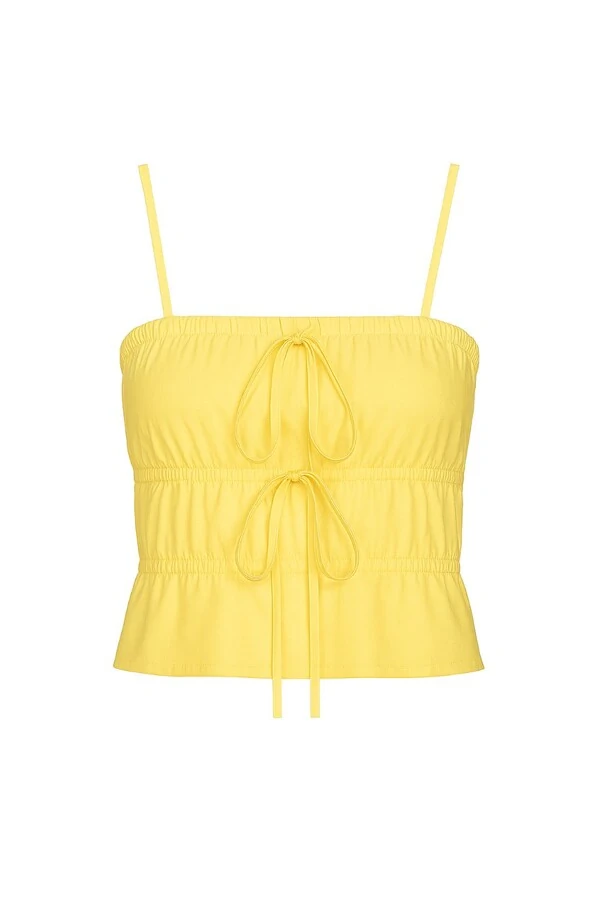 Cropped plissado com amarração frontal Kwi