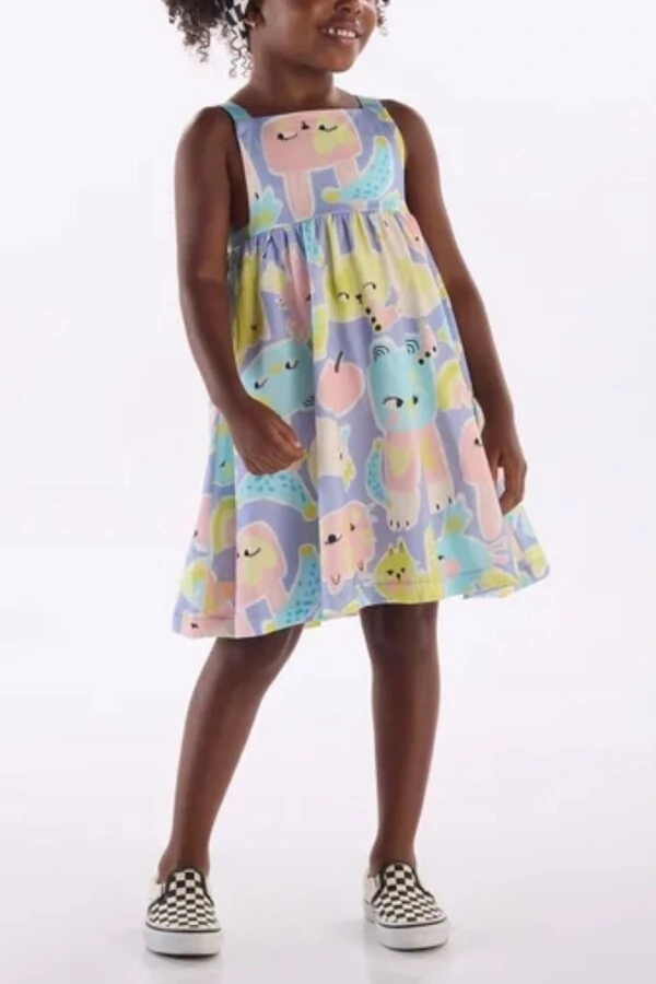 Vestido alça em meia malha digital Três e Já