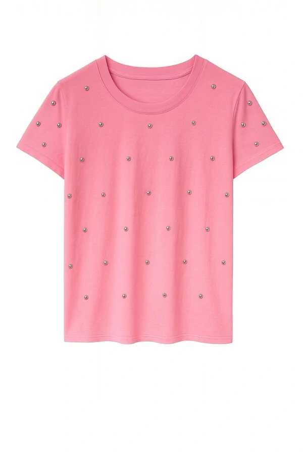 T-shirt feminina com aplicações metálicas Kwi