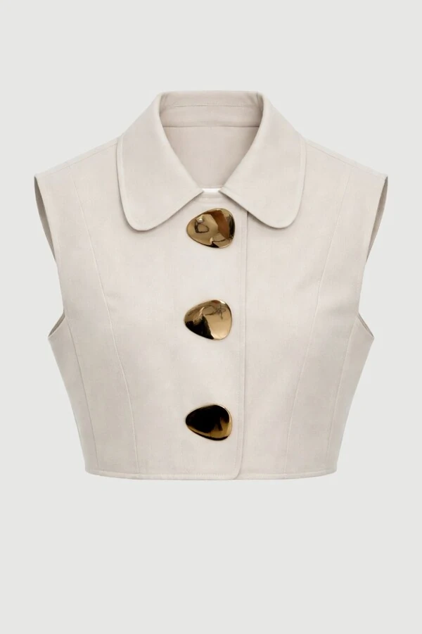 Colete alfaiataria com broches orgânicos Kwi