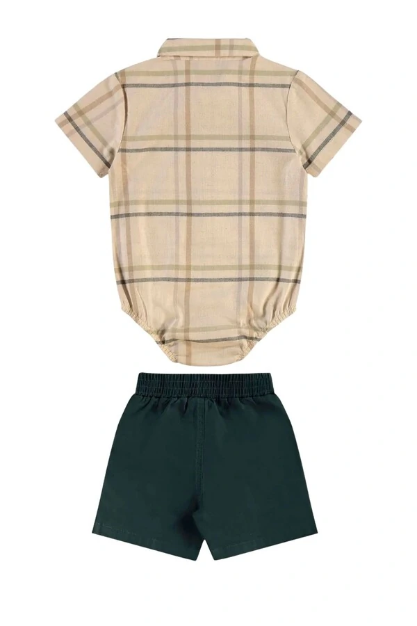 Conjunto body camisa tecido e bermuda sarja Up Baby