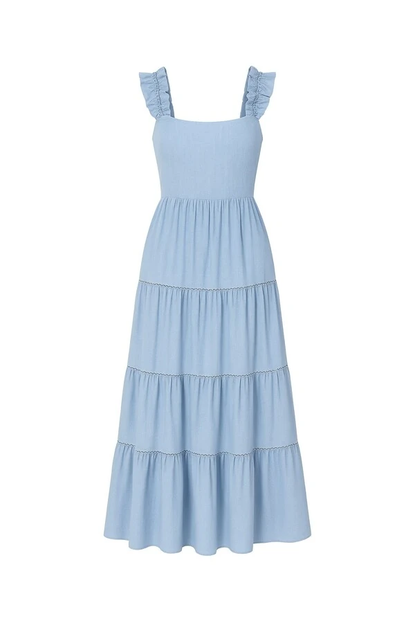 Vestido longo evasê em viscose Kwi